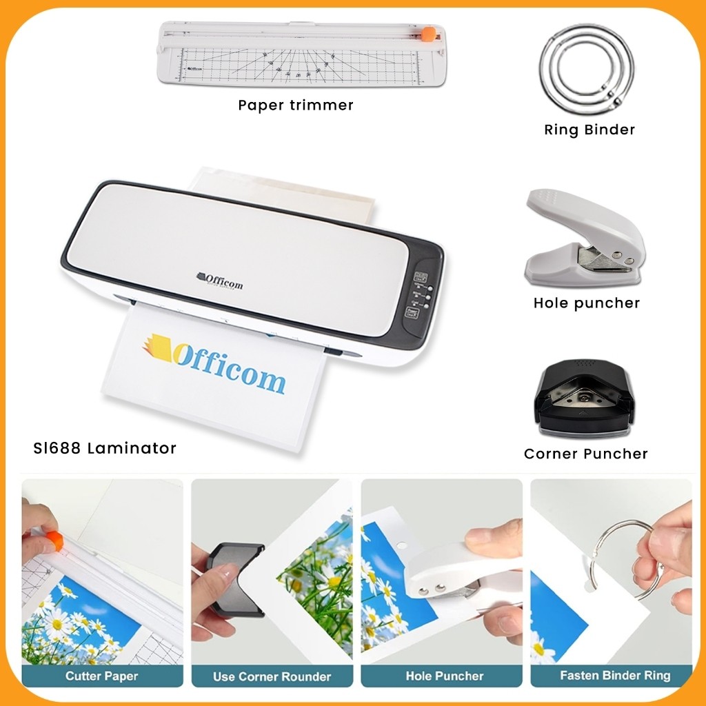 【QUAFF SL688】MESIN LAMINATOR PANAS DINGIN 2 in 1 - 6 Fungsi Lengkap + Film Laminating Gratis 1 Rol |