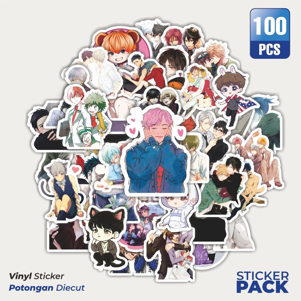 

Stiker Vinyl Stiker Anime & Manhwa Boys Love Waterproof Aesthetic- Untuk Laptop, Motor, dan Helm - Paper Stationery Pack