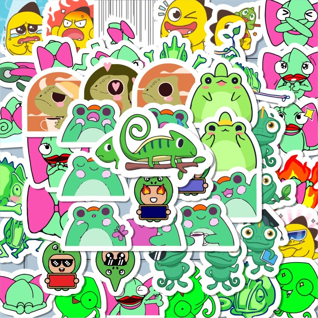 

100PCS Lucu Stiker Hewan Bunglon Stiker Aesthetic Stiker Anti Air Stikers Berperekat Waterproof sticker decal buat Motor Helm Buku Journal Koper Casing HP Laptop Botol Minum Hadiah anak