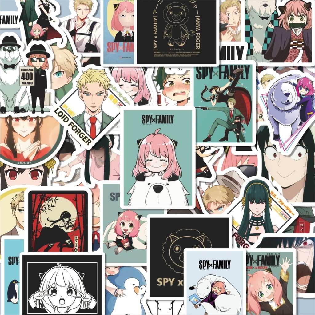 

100PCS Lucu Stiker Anime Spy X Family Stiker Aesthetic Stiker Anti Air Stikers Berperekat Waterproof sticker decal buat Motor Helm Buku Journal Koper Casing HP Laptop Botol Minum Hadiah anak