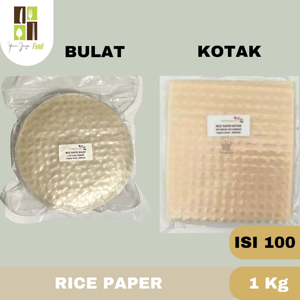 

Rice Paper Kotak Kulit Transparant Lumpia Vietnam Bulat / Kotak 100 Lembar