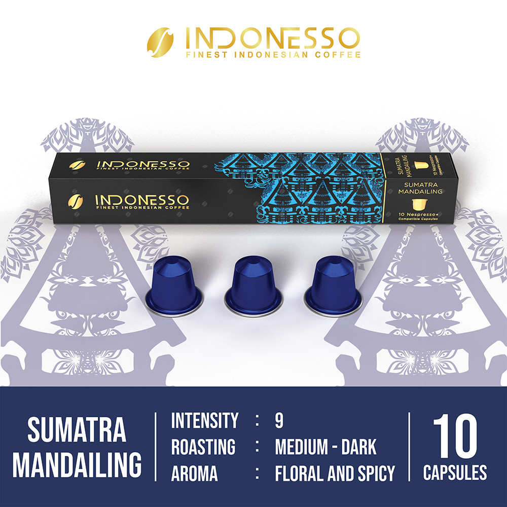 

INDONESSO Sumatra Mandailing Coffee Capsules Compatible with Nespresso Machines / Kapsul Kopi