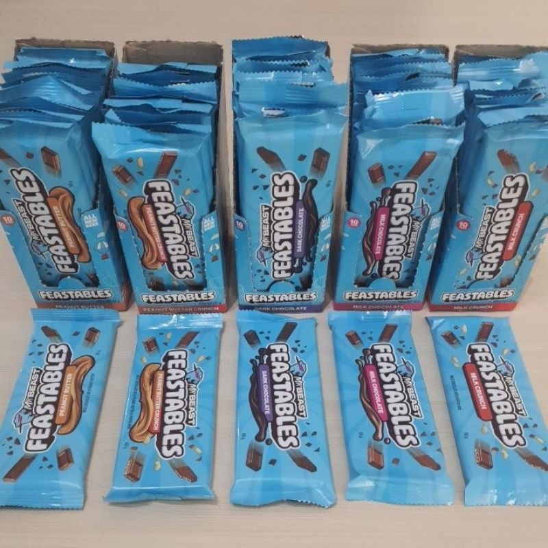 

MR BEAST Feastables Chocolate 60 gram hanya ready penat butter almond dan milk chocholate