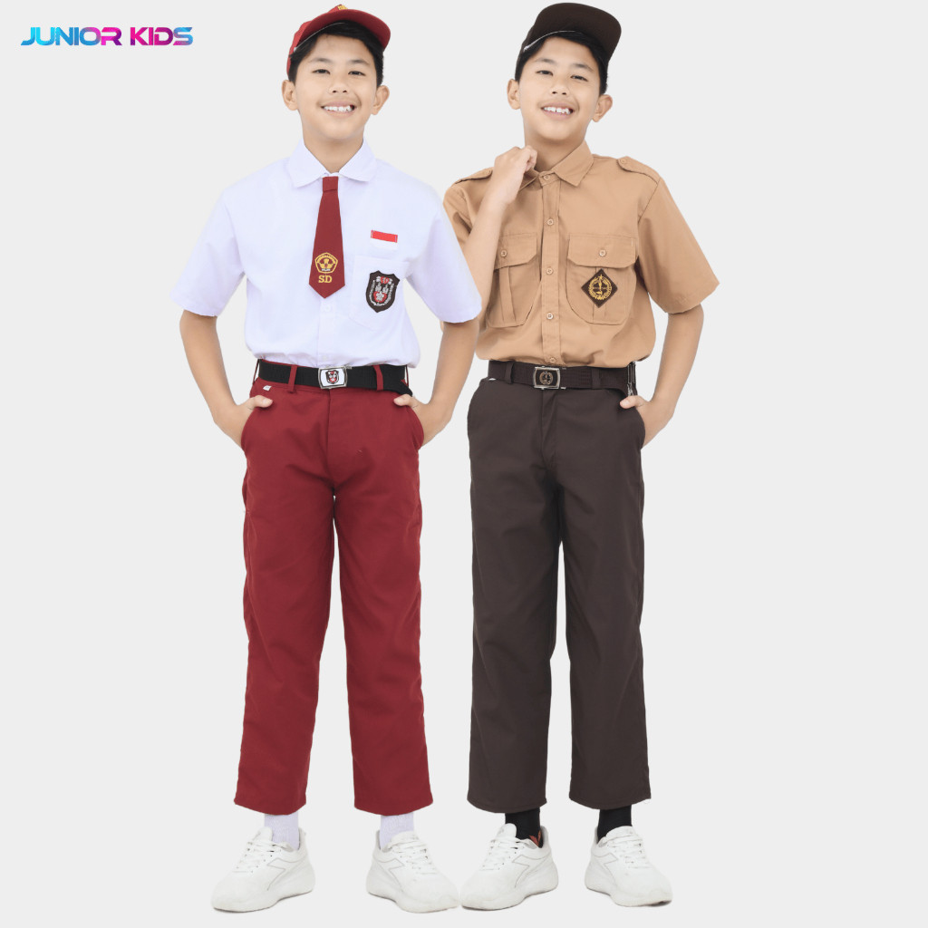TEPKYANGSetelan lengkap seragam sekolah SD merah putih & pramuka anak laki laki kelas 1-6 SD (MP A2 