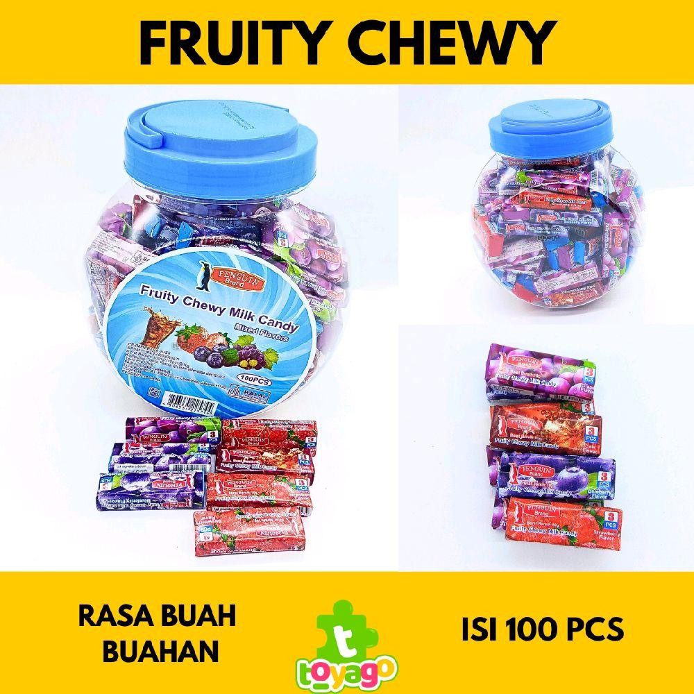 

Fruity chewy penguin candy lunak toples rasa buah buahan isi 100 pcs permen grosir murah