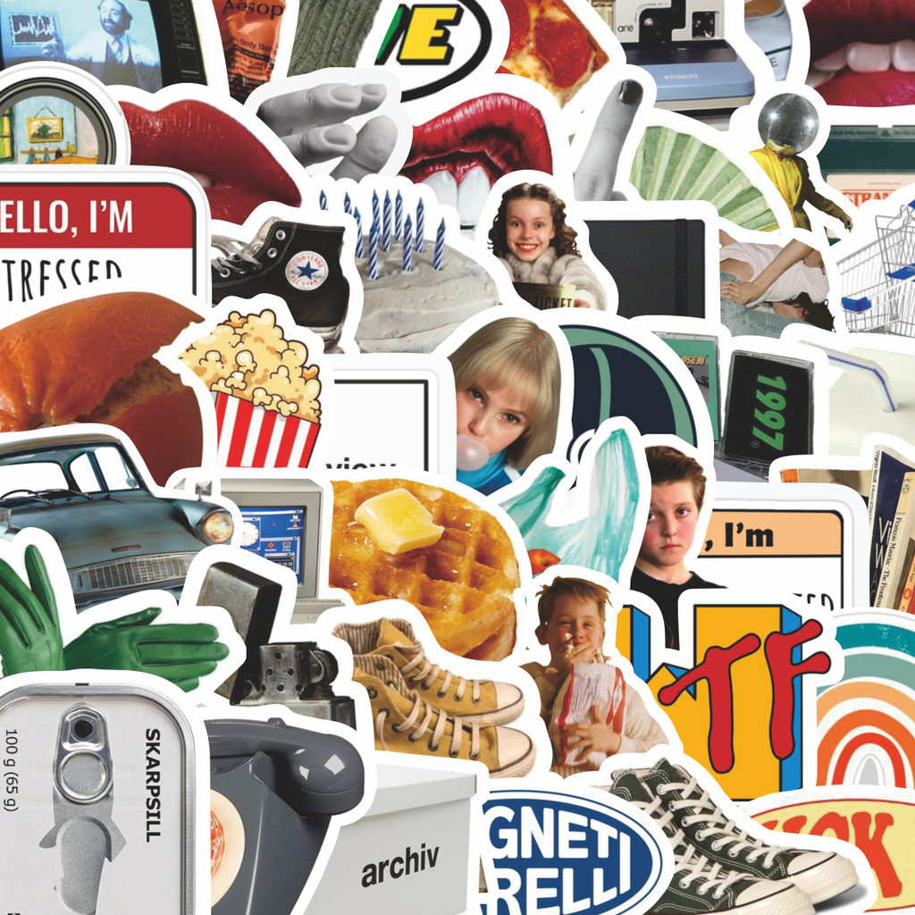 

Stiker Cutting Pack Stiker Gaya Korea INS Vintage 90s Isi 100Pcs Series Aesthetic Lucu Keren Untuk Koper Bahan Vynil