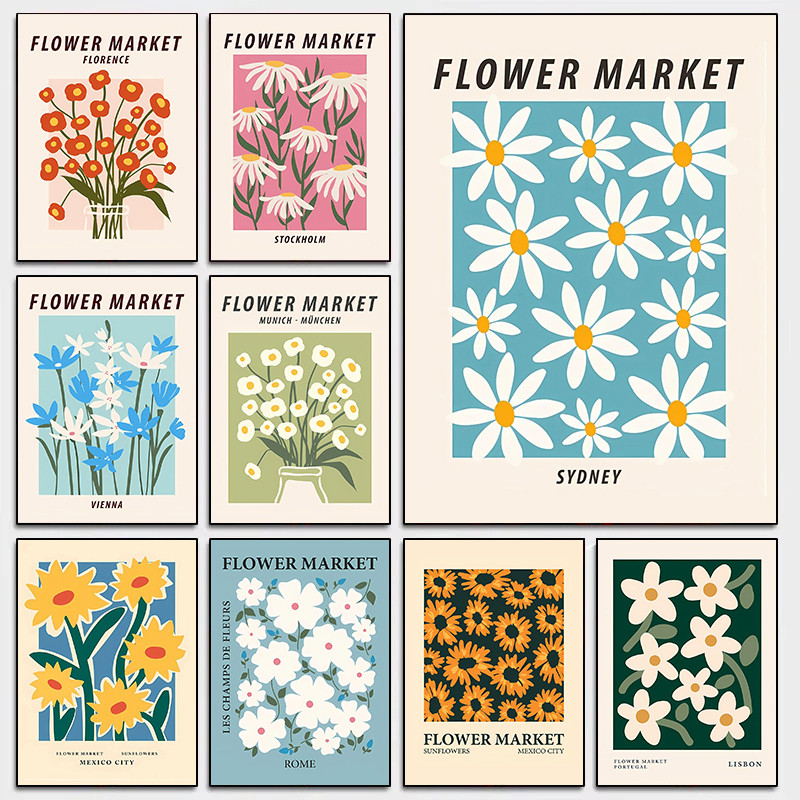 

Minimal Floral Pattern Posters and Prints Canvas Painting Flowers Gorgeous Retro Aesthetic Wall Art Pictures for Room Home Decor
