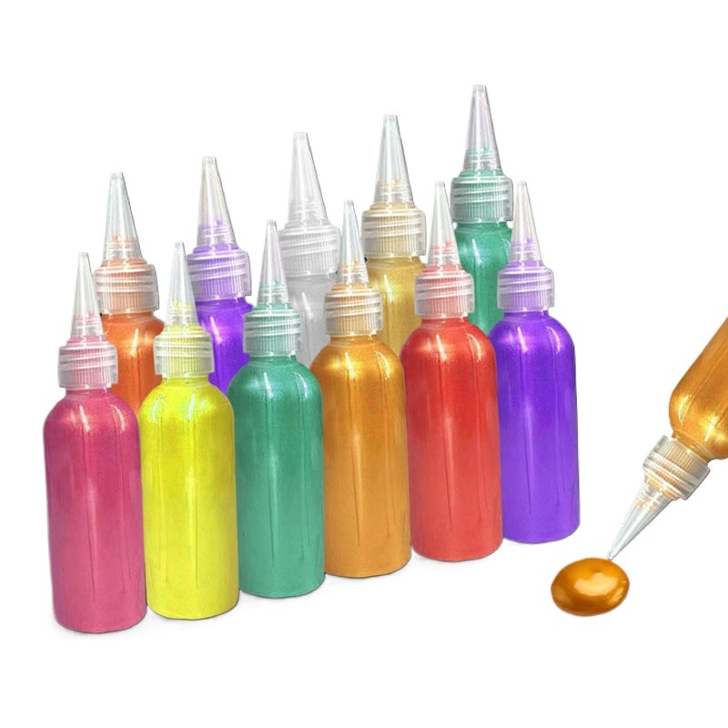 

60ML Acrylic Paint Pearlescent Color Pigments Painting Metallic Color Pigments with Strong Covering Power and Fine Paste Texture