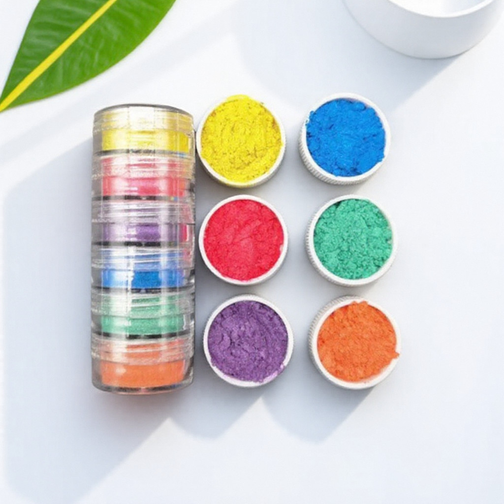 

6Pcs Pearlescent Mica Powder Set Natural Mineral Pigment for Epoxy Resin Dye Craft Projects