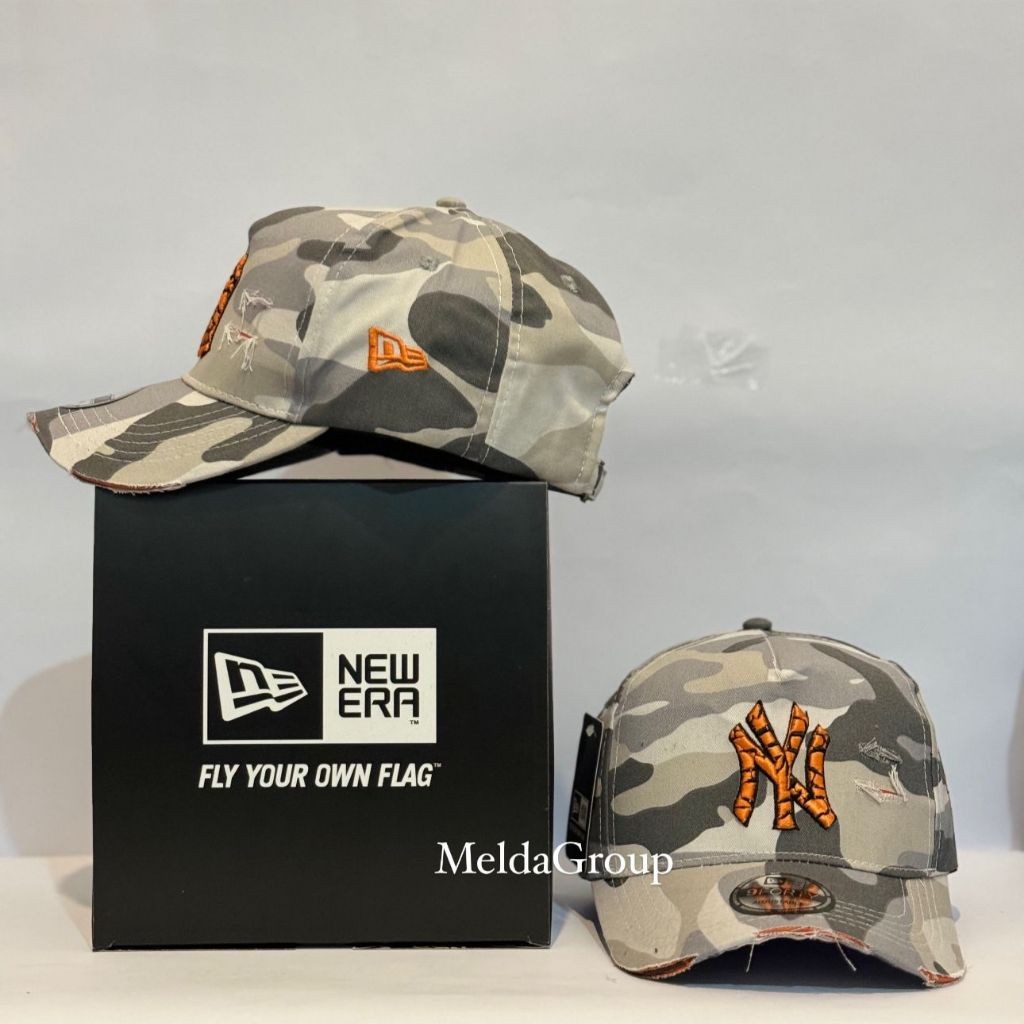 Topi Baseball Loreng NY Sobek Casual Pria Wanita