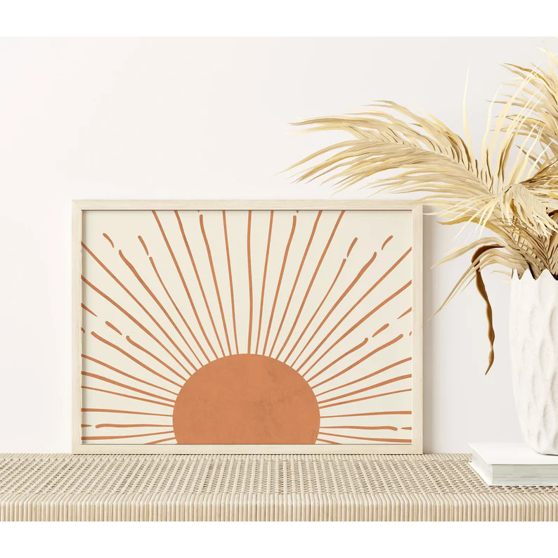 

Boho Sun Horizontal Mid Century Lines Art Gallery Nordic Posters And Prints Canvas Painting Wall Pictures Home Interior Decor