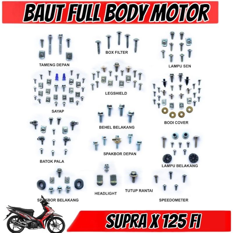 COD Baut Supra X 125 FI Full Set / Baud Honda Supra X 125 FI Full Set Full Body - MURAH