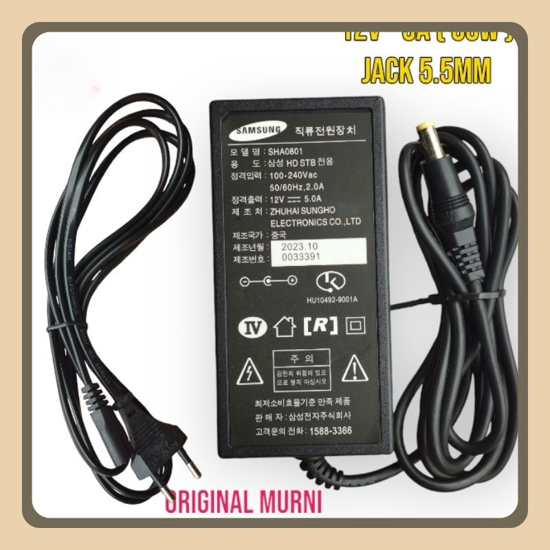 Samsung Adaptor DC 12V 5A buat DVR CCTV Monitor  cocok buat monitor SPC Inforce viewsonic