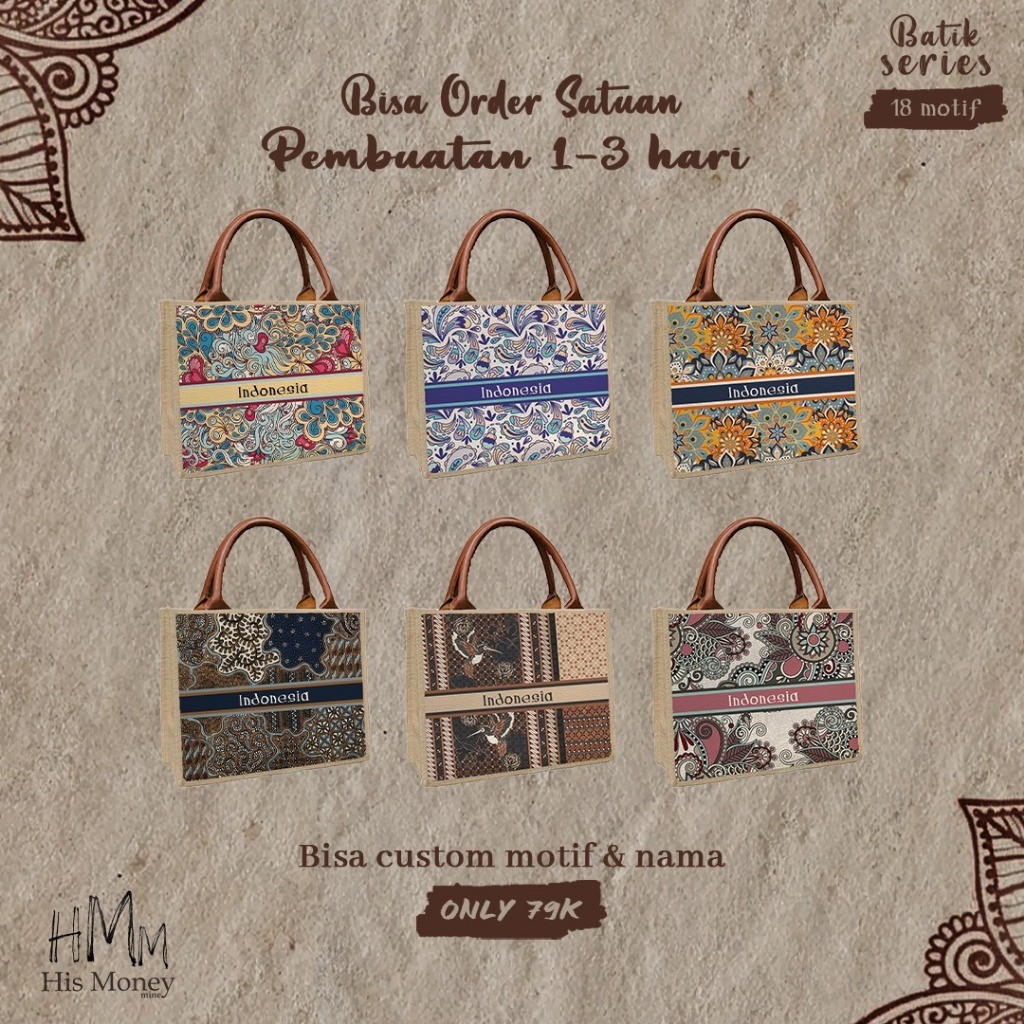 NJ78UI Tote Bag Batik Premium, Bahan Berkualitas & Stylish Souvenir Pejabat Souvenir Indonesia