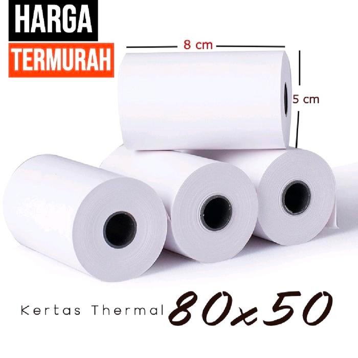 

Kertas thermal edc 80x50mm paket 10 pcs struk kasir printer thermal 80mm Roll - -, -