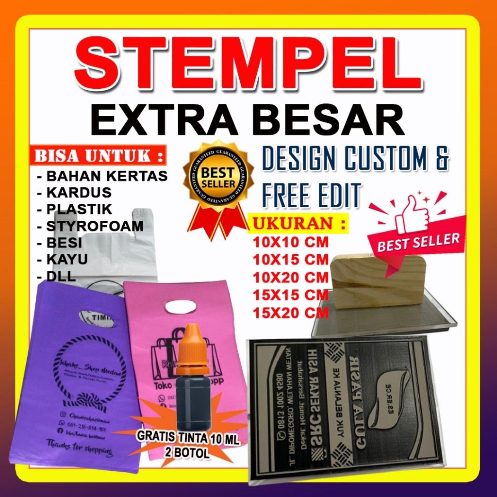 

Stempel Extra Besar Bahan Kertas/Plastik Waterproof, Free DesainCO