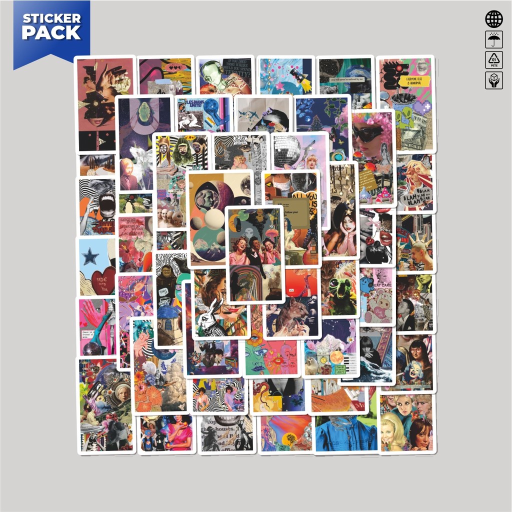 

[100PCS]Stiker Pack Stiker Splice Mosaic Art [Seni Mosaik Sambungan] Aesthetic Vinyl Anti Air Dekorasi Sticker Laptop Buku Journal Koper Helm Casing HP Gitar Helm Skateboard