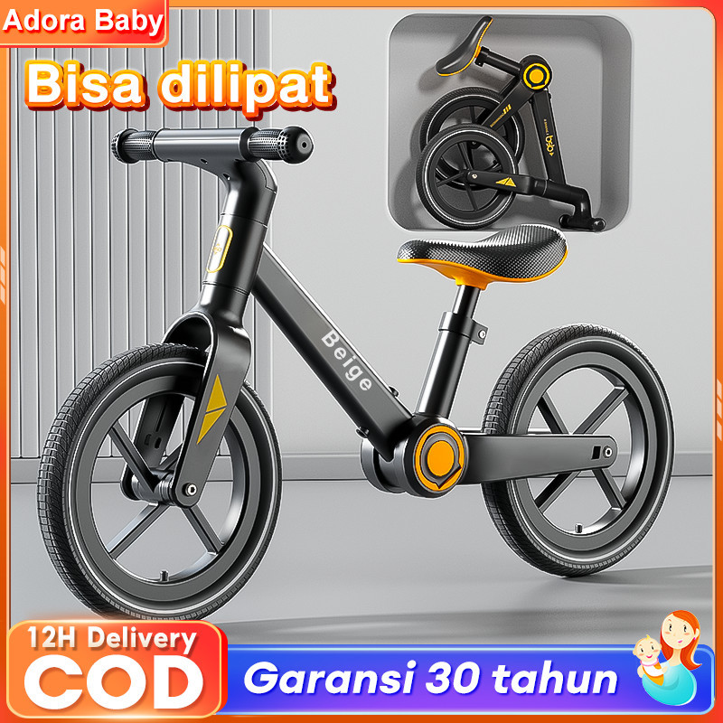 Sepeda Anak Balance Bike Lipat Ringan Aluminium 12 Inch - Sepeda Latihan Anak Usia 1-8Tahun