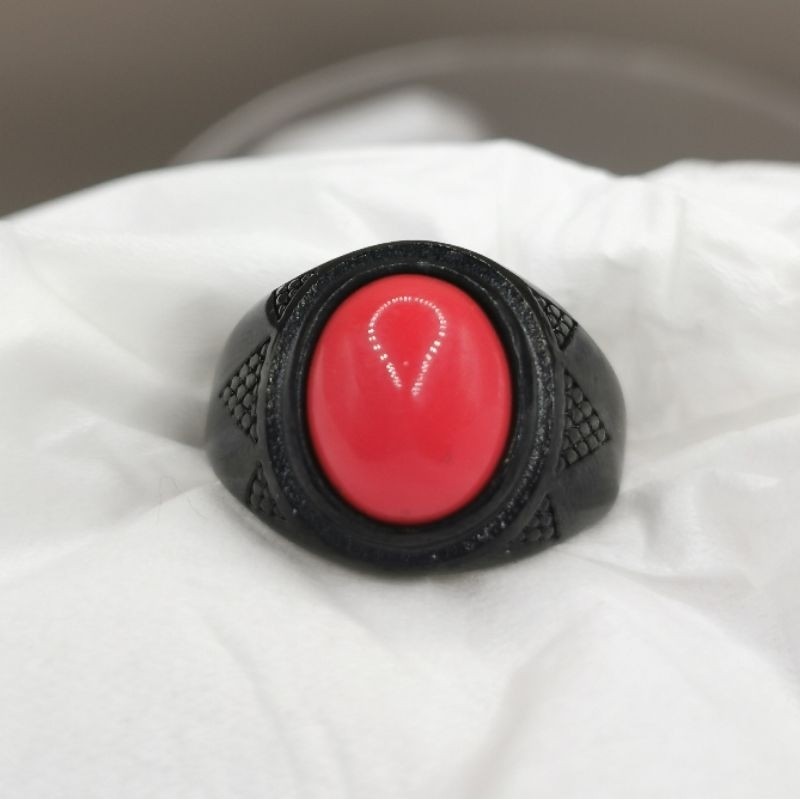 Batu Cincin Merah Marjan / Red Coral Marjan Super Quality