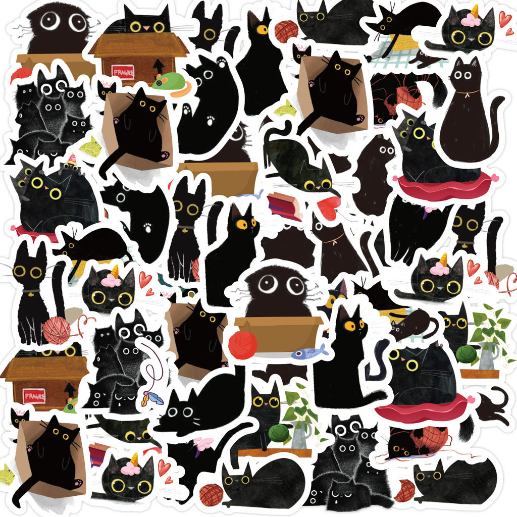 

Etori Life 46pcs PVC Cute Cartoon Japanese Black Cat Pattern Student DIY Cups,Scrapbooks,Laptops Decoration Stickers