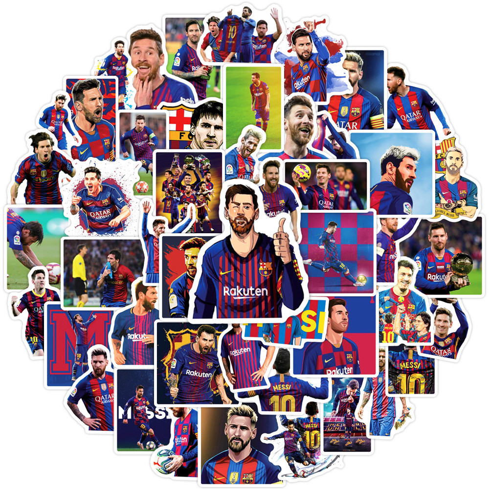 

50Pcs Super Star Soccer Player Messi Stickers, Vinyl Waterproof Laptop Water Bottle Stickers for Aldults Boys Girls Teens,Messi