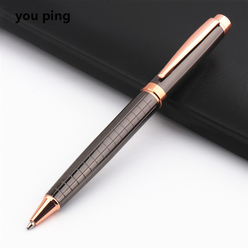 

Luxury Quality Gray rose gold Business Office Ballpoint Pen New Student School Stationery Supplies pens for writing