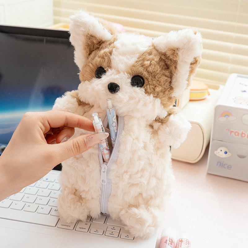 

Furry Cartoon Puppy Pencil Case Cute Creative Design Anime Dog Stationery Organizer Sweet Portable School Student Pen Bag