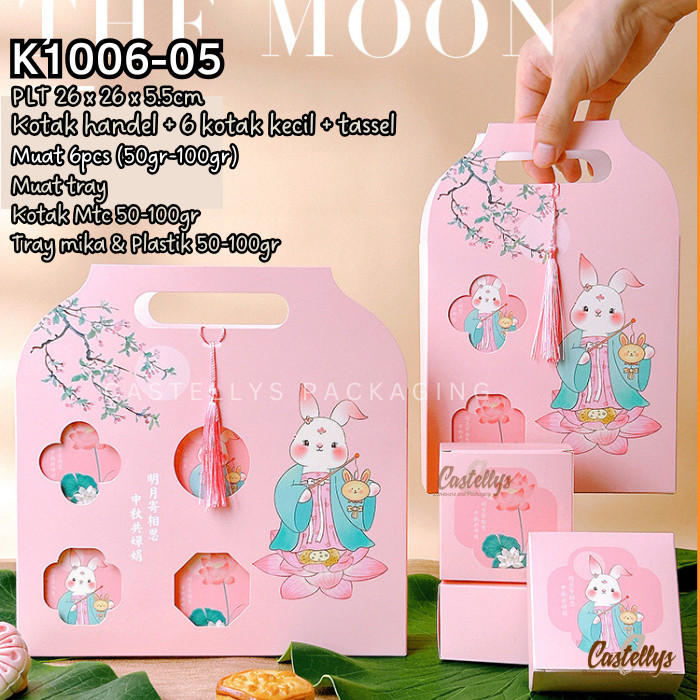 

2025 Kotak Box Hampers Kue Bulan K1006-05 Kue Festival Mooncake Pia Snowskin Pia Kanton Pia Shanghai Pia Thousand Layer Tio Cui Pia dll