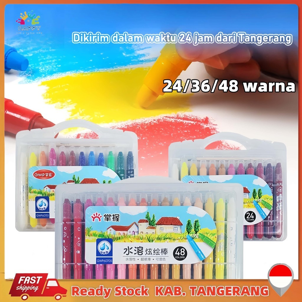 

New Water Soluble Crayon 24/36/48 Warna Krayon Water Soluble Warna Cerah Tidak Beracun Dan AmanPremium