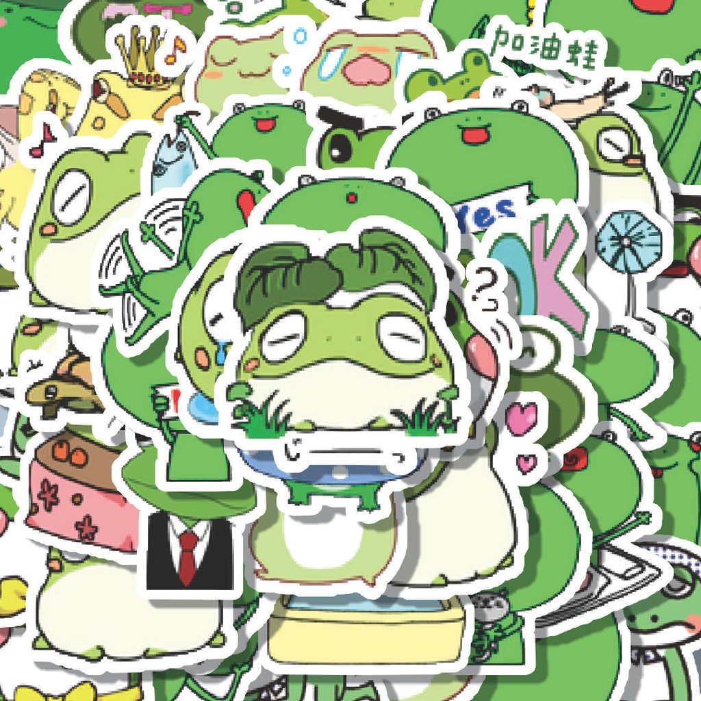 

100PCS Lucu Stiker Kawaii Frog Series F [Katak] Stiker Aesthetic Stiker Anti Air Stikers Berperekat Waterproof sticker decal buat Motor Helm Buku Journal Koper Casing HP Laptop Botol Minum Hadiah anak