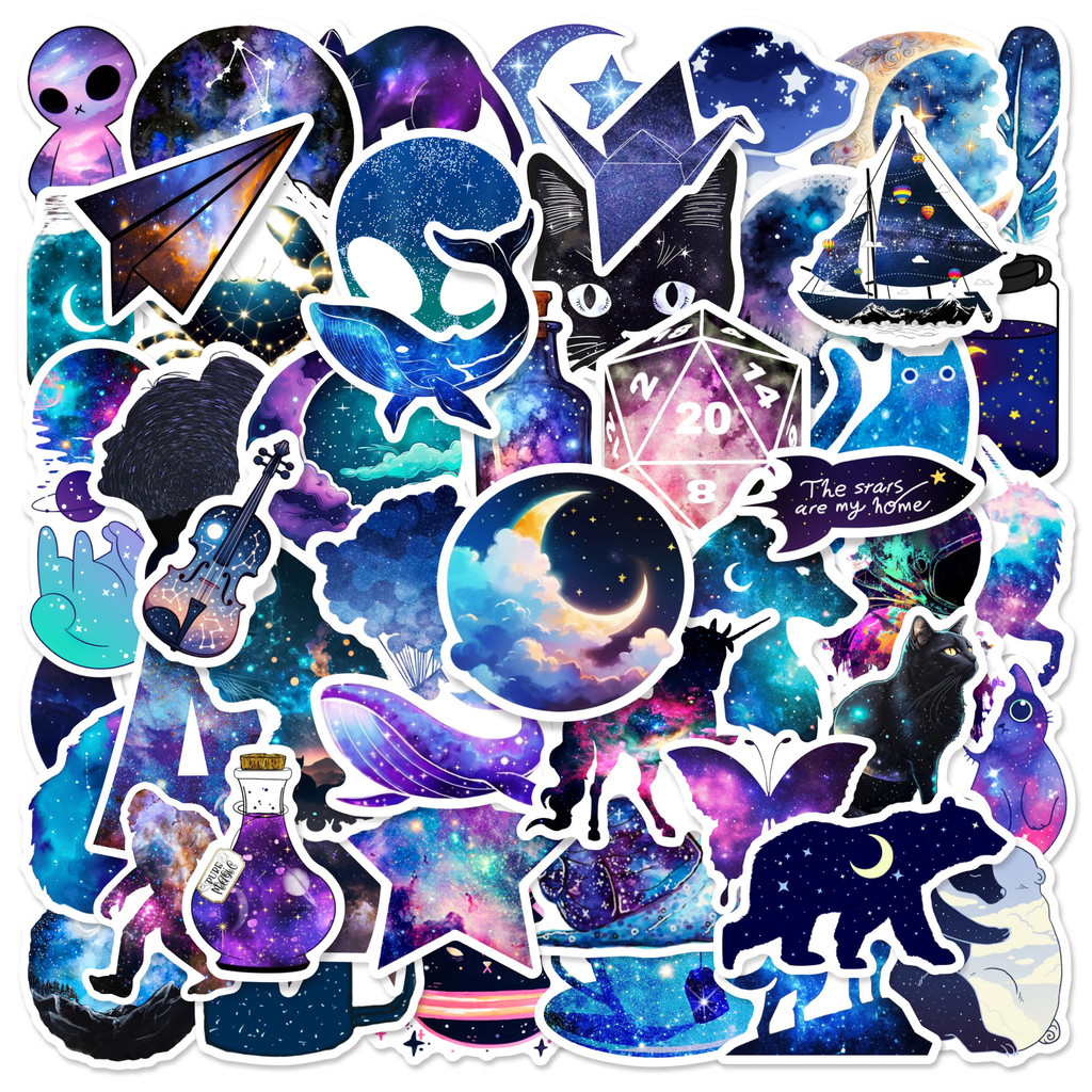 

50pcs Personality Animals Starry Sky Graffiti Stickers DIY Phone Guitar Laptop Suitcase Cup Waterproof Sticker Kids Toy