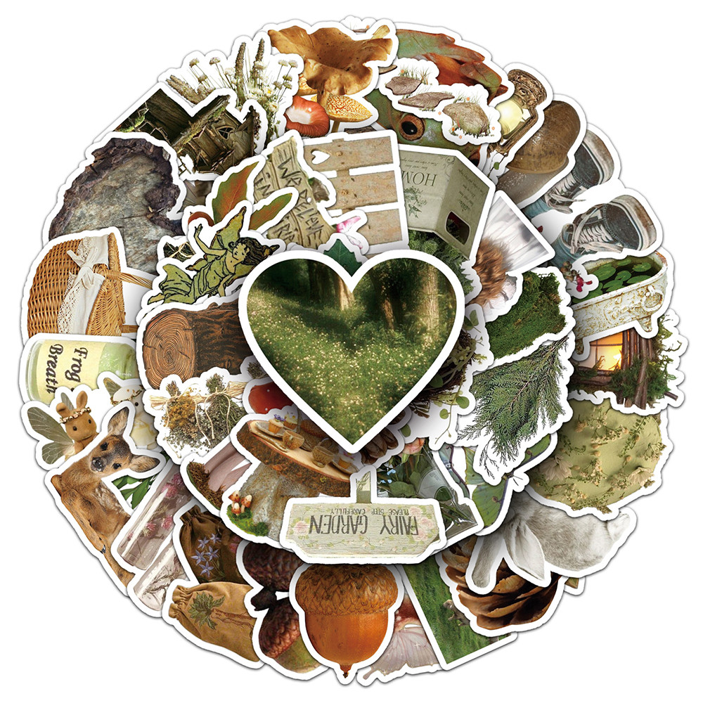 

10/30/50PCS Vintage INS Style Aesthetic Stickers Toys Graffiti Notebook Phone Forest Cartoon Decoration Sticker Wholesale