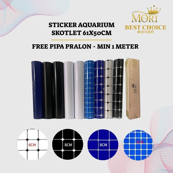 1 ROLL 25 METER STIKER DASAR AKUARIUM KOTAK KOTAK STIKER SKOTLET BACKGROUND AQUARIUM LEBAR 61CM - BI
