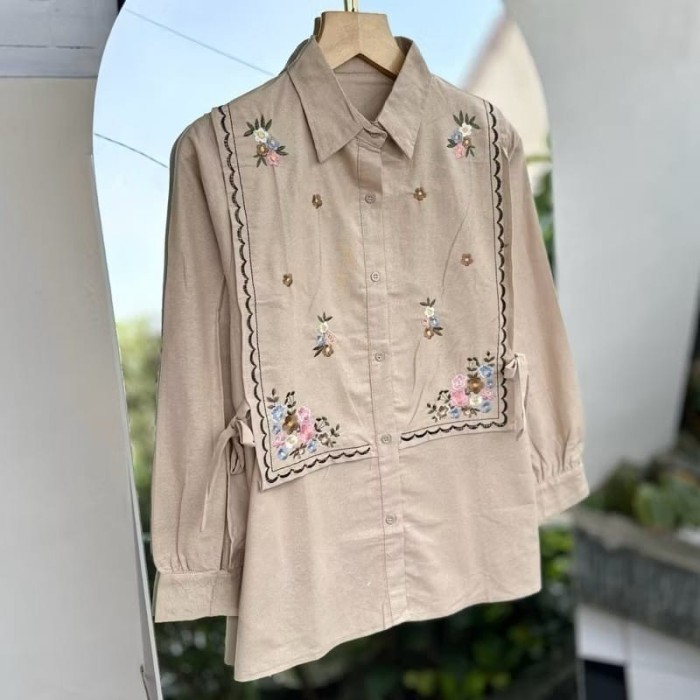 Kemeja bordir / kemeja bordir wanita / Kemeja oversize / atasan Nakeya oversize /kemeja blouse wanit
