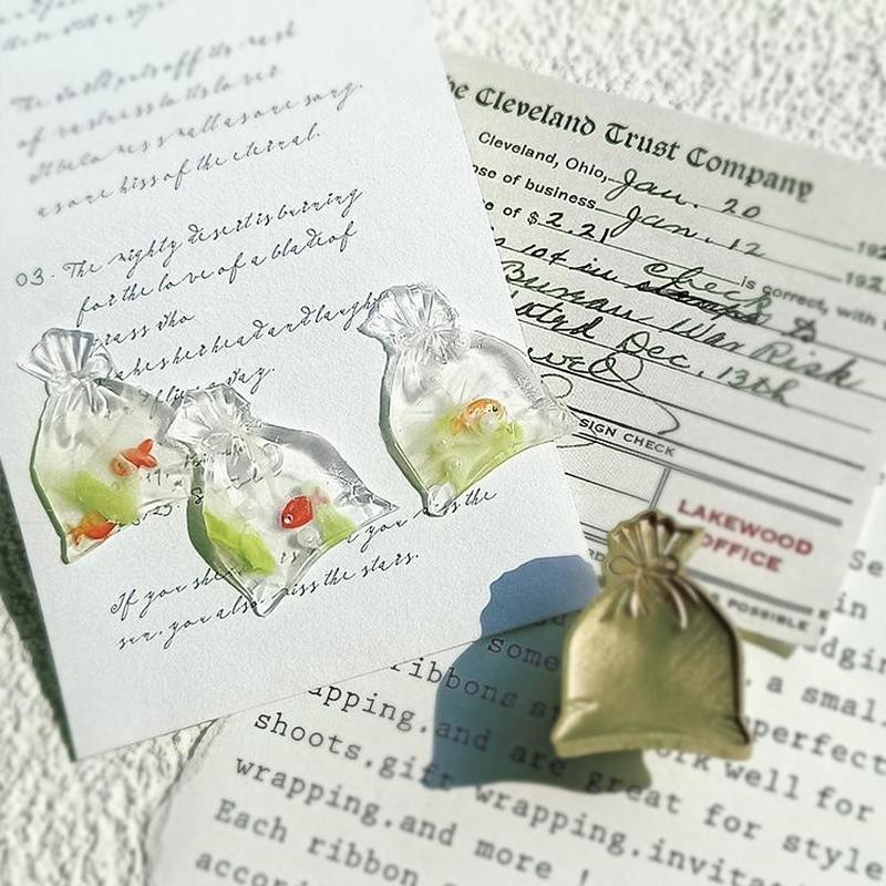 

New Funny Wax Seal Stamp Fish Bag Embossed Seal Stamp Copper Head 3d Frosted Relief Brass Head Envelope Seal Stamp Toy Carved