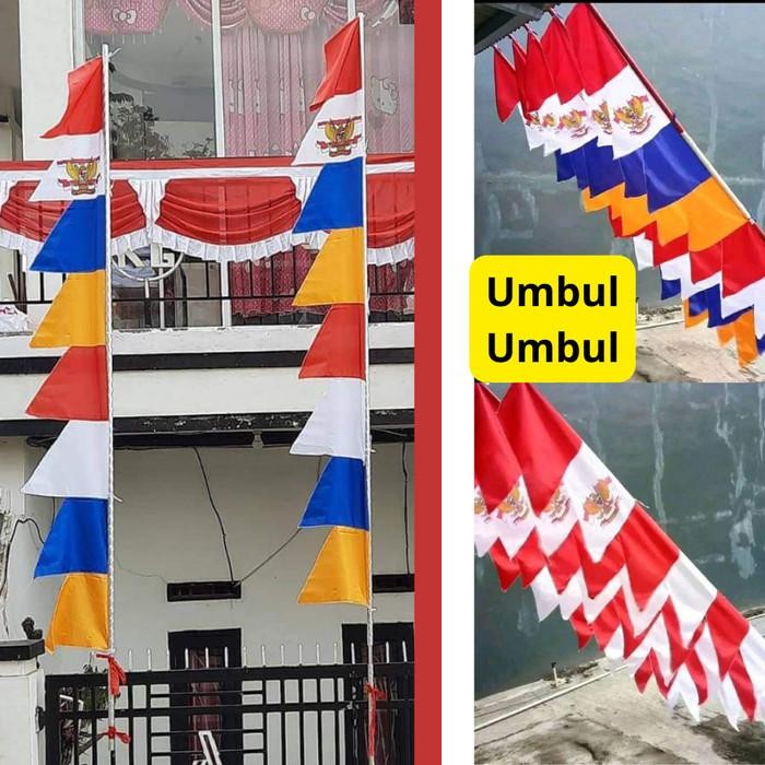 Bendera UMBUL UMBUL 6 8 10 Titik Mata Warna Warni Merah Putih Gergaji - Warna Warni, 8 mata