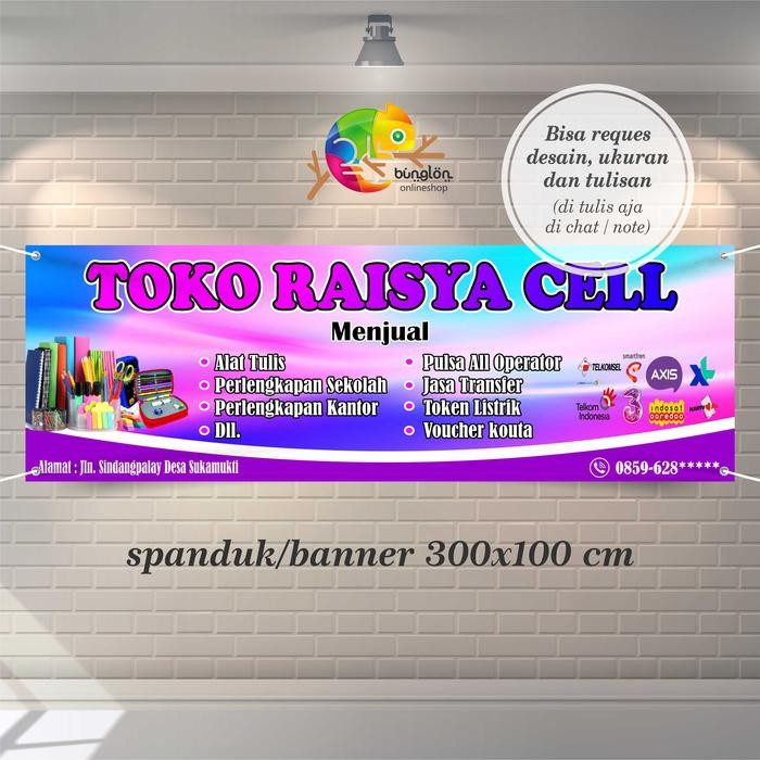 Spanduk Banner Toko ATK, Konter, Pulsa, Sembako, Dll - 100x50