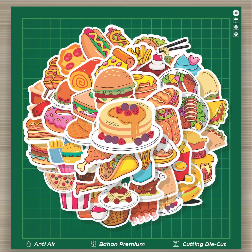 

HOT 50 PCS STIKER Stiker Mix Delicious Food [Campur Makanan Lezat] Stiker Fashion Cars Decal Dingin Kartu Album Custom Vinyl Anti Air- Sticker Aesthetic Buku Journal Koper Casing HP Tablet Laptop Helm Motor Botol Minum