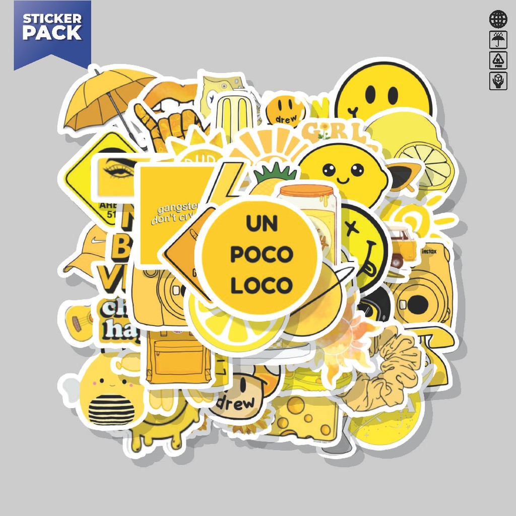 

[100PCS]Stiker Pack Stiker VSCO Yellow Aesthetic [VSCO Kuning Aesthetic] Aesthetic Vinyl Anti Air Dekorasi Sticker Laptop Buku Journal Koper Helm Casing HP Gitar Helm Skateboard