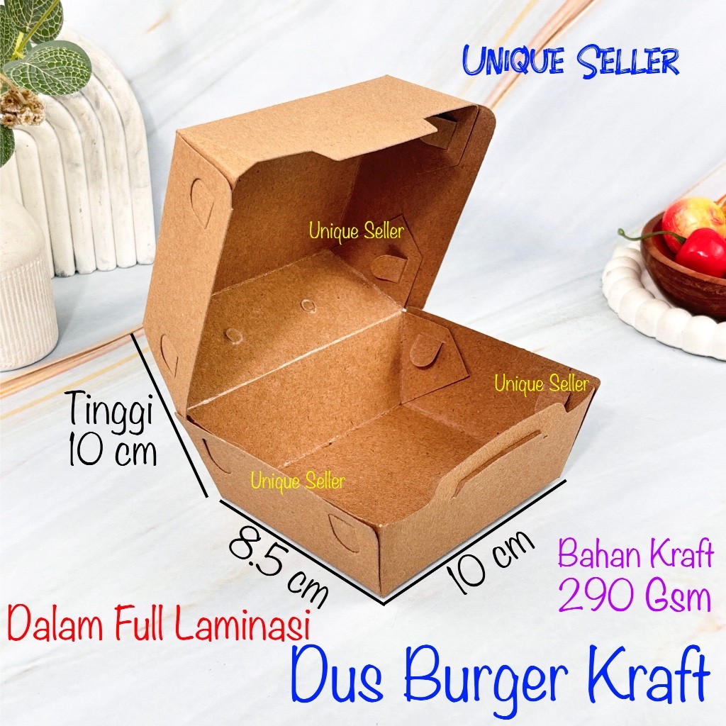 

Dus Box Burger Jajan Snack 10x8.5x8 Kraft Full Laminasi / Dus Batagor Siomay Hamburger Tahu Goreng