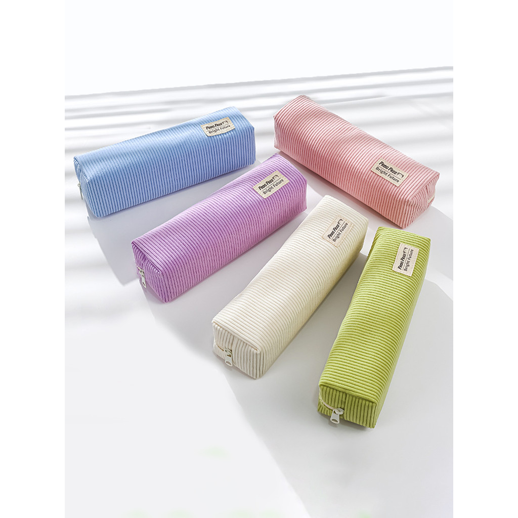 

1pc vertical stripe pencil case, smooth zipper, beautiful portable storage of school supplies, back-to-school essentials