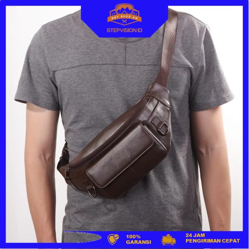 Tas Selempang Waistbag Murah Pria Kulit Casual ALALI CK [StepVision ID]