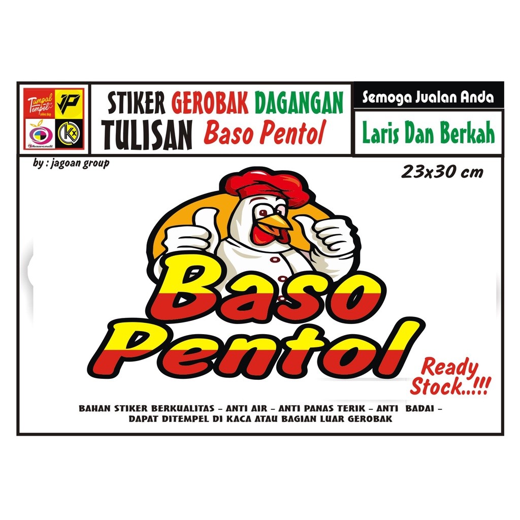 STIKER KACA GEROBAK TULISAN BASO PENTOL