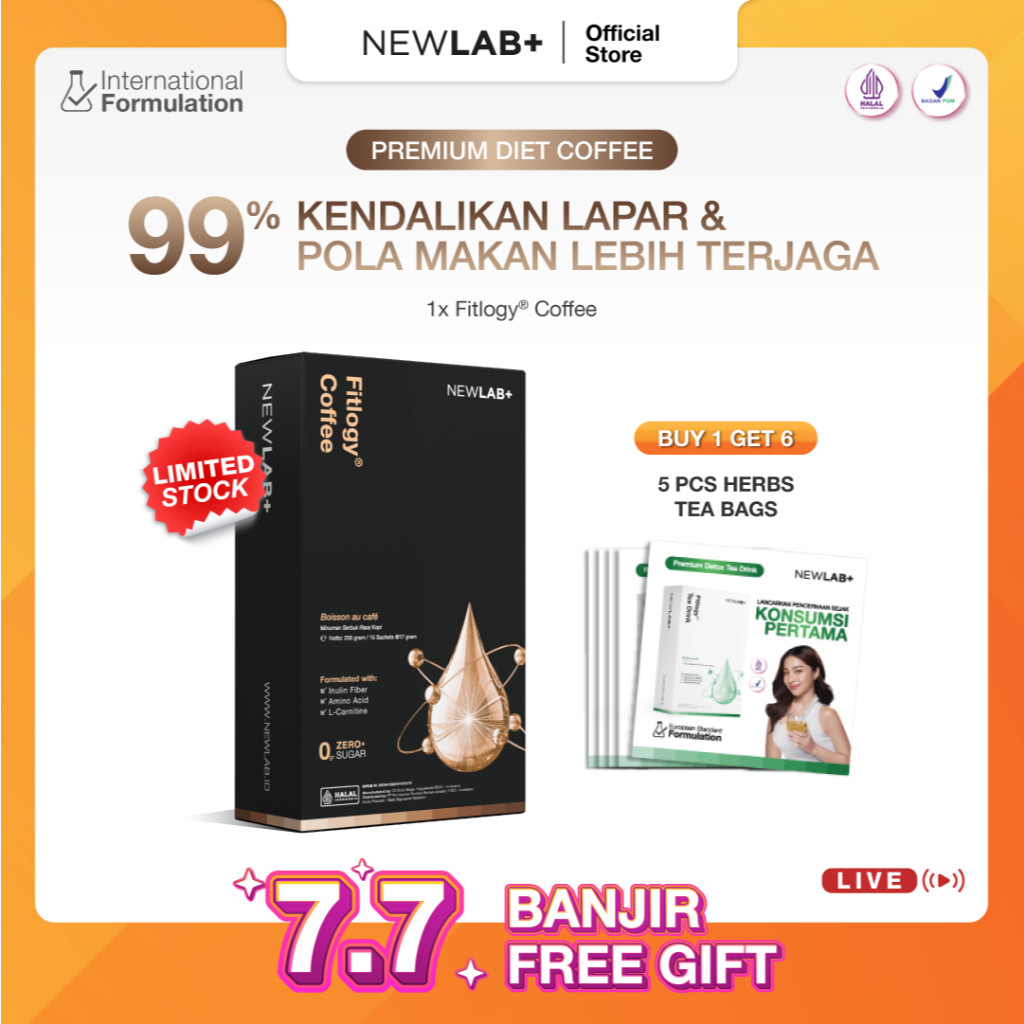 

[BUY 1 GET 5] NEWLAB 1 Box Fitlogy Coffee Free 4 Tea Bags | Kopi Sehat untuk Kontrol Berat Badan & Gut Health | L-Karnitin & Garcinia Pelangsing Badan