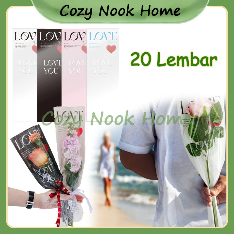

Plastik Single Flower 20 Lembar / Plastik Single Flower "love" / Plastik Buket Bunga Single Flower Wrapping