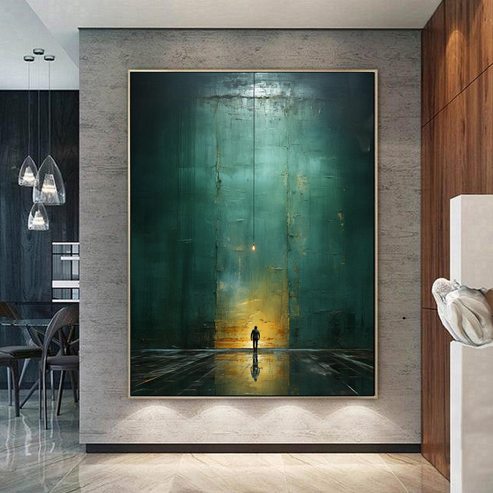 

Large Green Abstract Painting Minimalism Paintings Wall Art Green Canvas Painting Abstract Wall Arts Canvas Room Decor