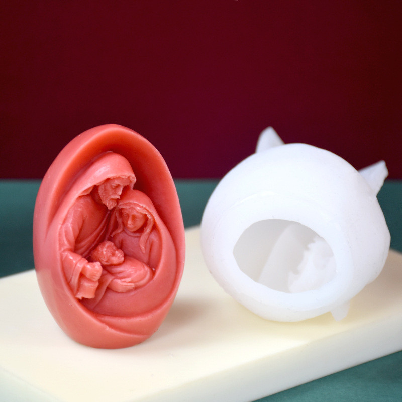 

Catholic Holy Family Candle Mold Jesus Virgin Mary Figurine Silicone Mould Handmade 3D Gift Home Decoration DIY Molds