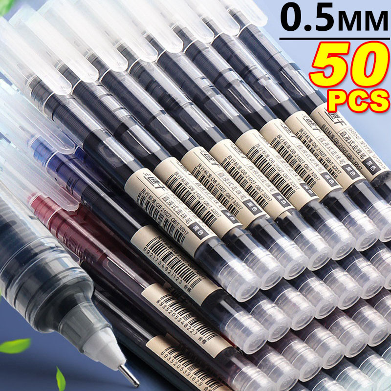 

50/1Pcs High Quality 0.5mm Needle Type Gel Ink Pens Straight Liquid Ballpoint Pen Stationery School Office Writing Supplies