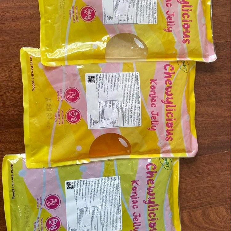 

jelly pearl topping dessert kekinian chewylicious konjac mango mangga original brown sugar gula merah 1 kg jeli agar ager konyaku viral enak ori dan manis