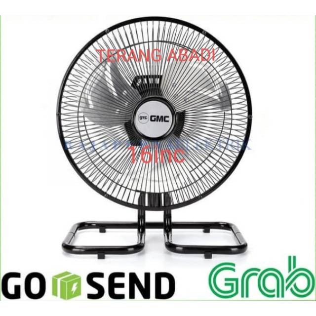 Kipas angin duduk GMC 16inc baling-baling besi bisa SWING kiri kanan